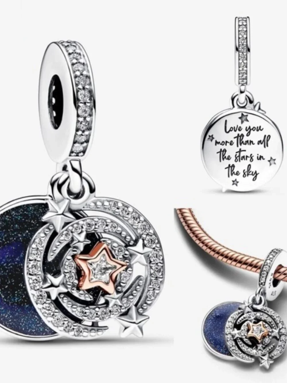 Two-tone Shooting Star Double Dangle Charm